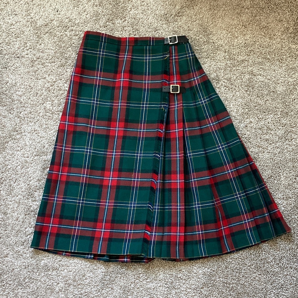 Lochcarron Scotland Scottish Kilt Plaid Wool Skirt With Pin approx 28" Waist